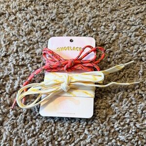 NWT Anthropologie Red and White Shoelaces Set 2 pair. 52” long